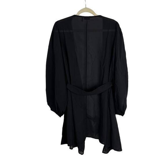 NWOT ASOS DESIGN Curve Chiffon Belted Beach Kimono Black Sheer Cover-Up Sz 14 - Picture 5 of 8
